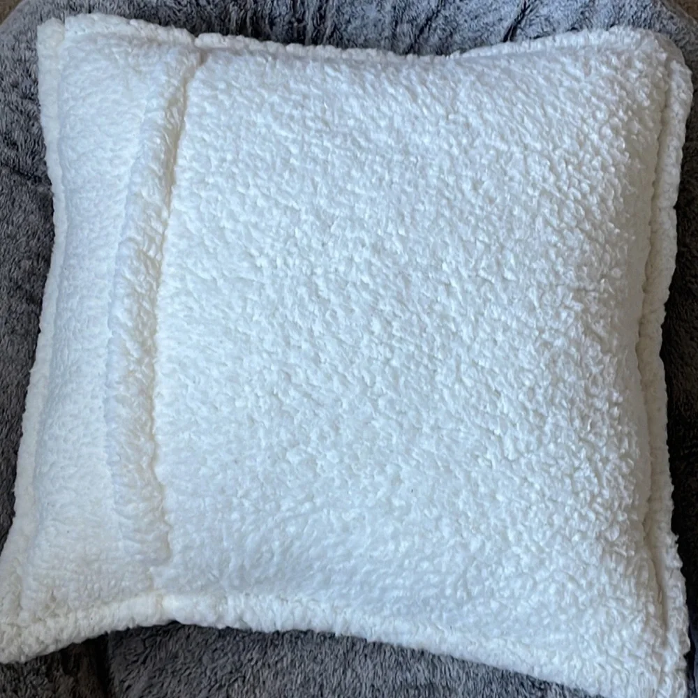 Wrangler Blue Buffalo Plaid Shearling Pillow 18x18”